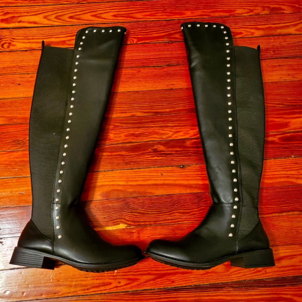 Over the knee studded boot